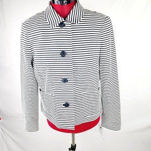 Liz Claiborne Black and White Striped Blazer Suit Jacket w/ pockets - M - NWT